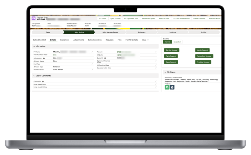 desktop view of Anvil Pro Order to Cash customer record