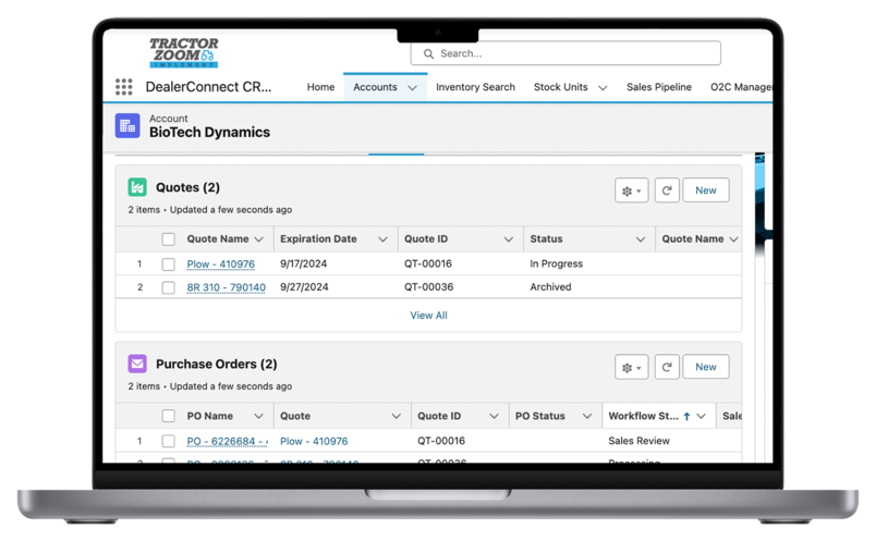 desktop view of Anvil Pro customer record