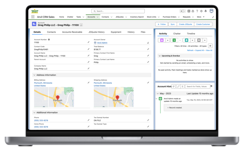 laptop view of Anvil Pro CRM