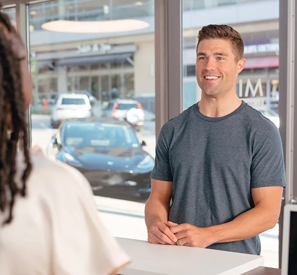 Man arriving at a Milan clinic to get treated for laser hair removal for amputees