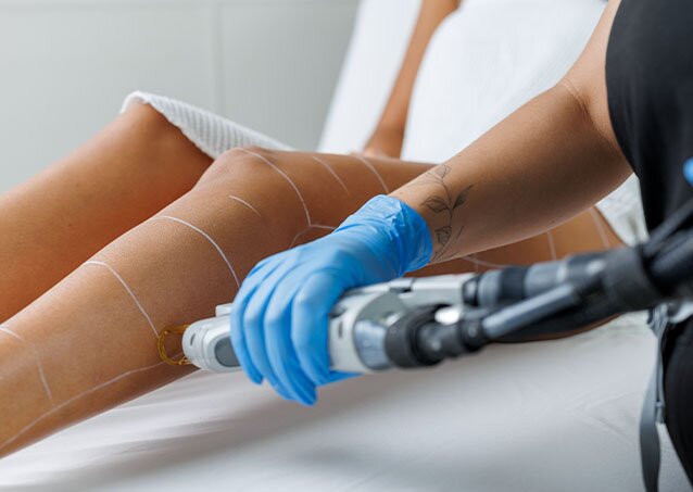 Photo for a post titled what if laser hair removal doesn't work showing a close-up of a woman getting lasered with a grid drawn on her legs