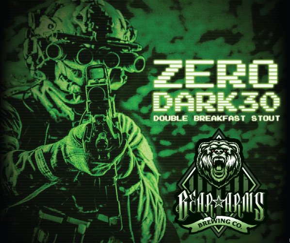 Zero Dark 30 label art where a Soldier is wearing GPNVG-18 Night Vision Goggles pointing a gun at the camera. 