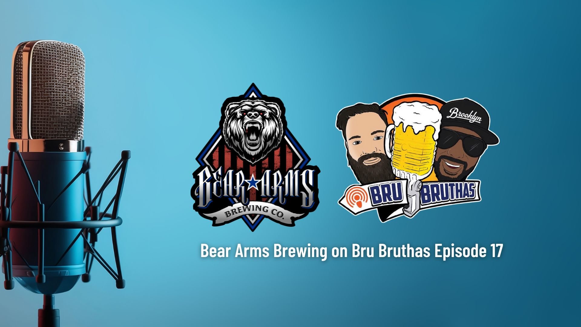 Microphone with Bear Arms Brewing Logo and Bru Bruthas Logo