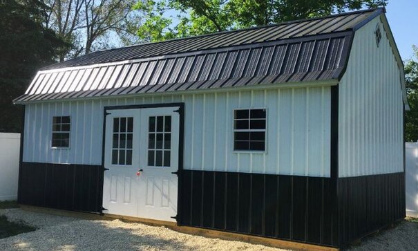 Building exterior with ribbed roof