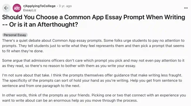 Common App prompts