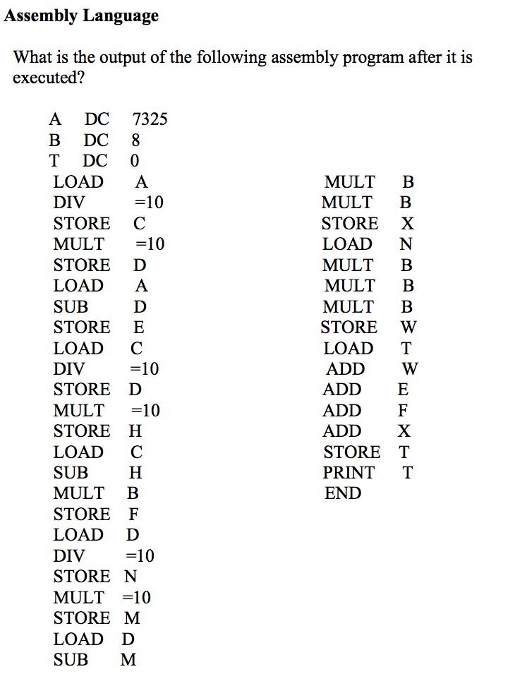 ACSL Assembly Language Question