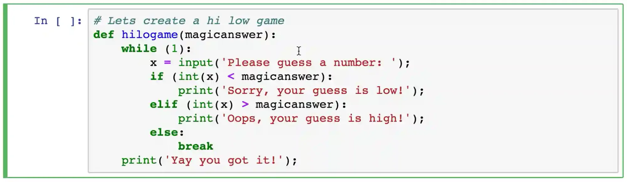 Python hi-lo game