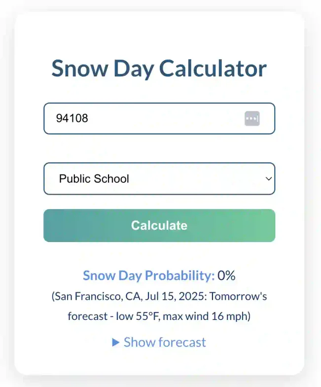 Snow day calculator demo