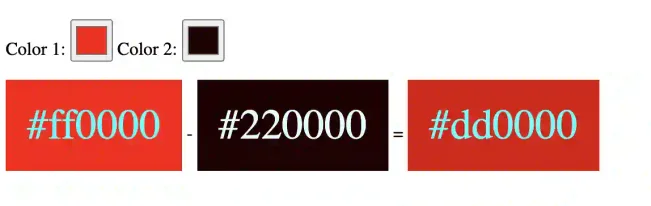 Subtracting colors in hexadecimal