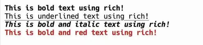 Bolding text in Python using the rich library