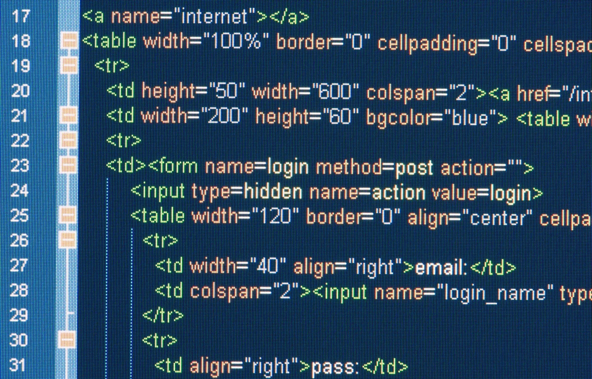 Example of HTML code