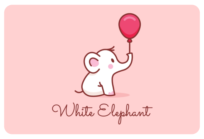 elephant with balloon logo - white elephant