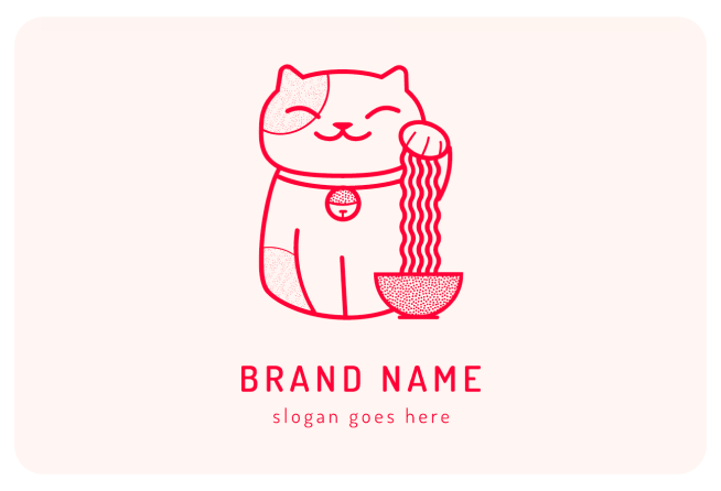 Chinese cat and ramen logo