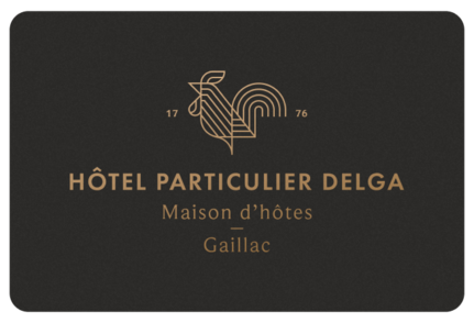 geometric gold rooster logo - hotel particulier delga