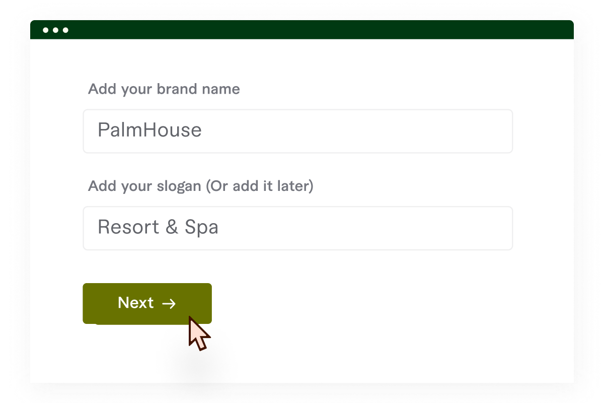 Add your business name section
