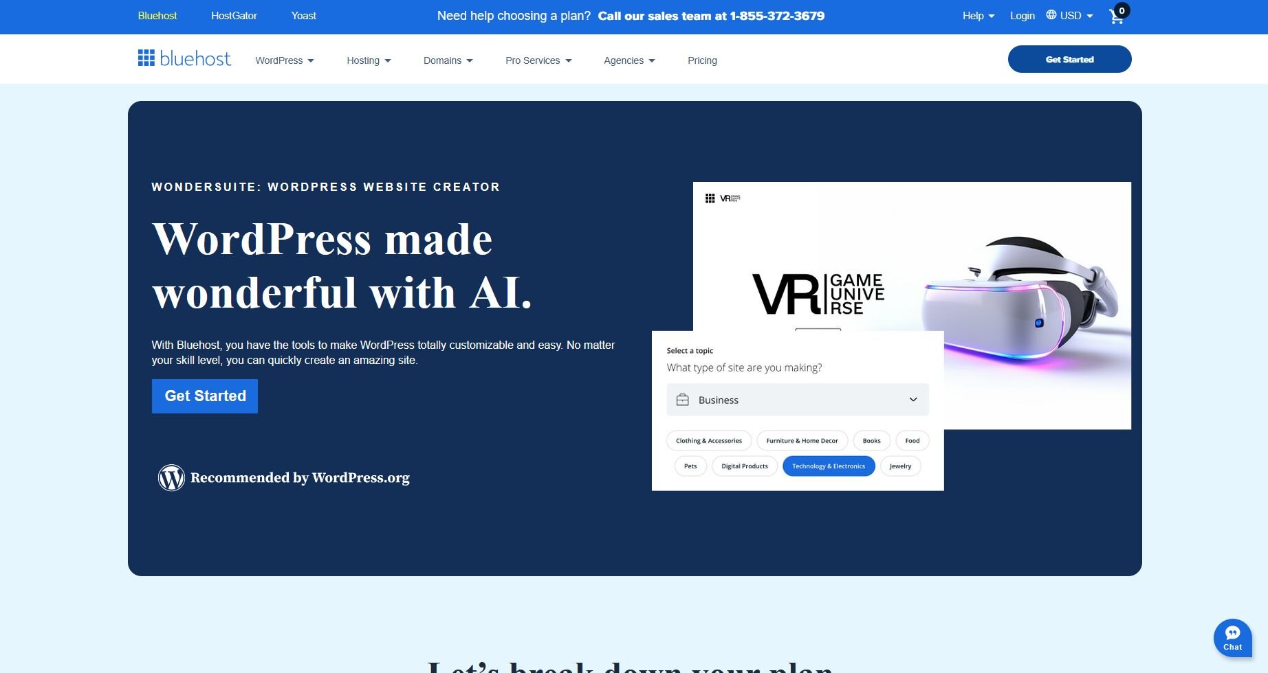 Bluehost Wondersuite Landing Page