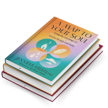 Stack of 3 books with: A map to your soul on the top.