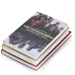 A stack of 3 Comic Books with The Walking Dead Compendium (Volume 4) by Robert Kirkman on top
