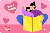 Gift card with mother and daughter and hearts
