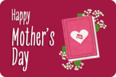 Gift card with book that says "Happy Mother's Day"