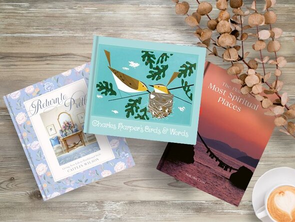 3 books laying on floor: Return to Pretty: Giving New Life to Traditional Style by Caitlin WIlson. Birds & Words by Charles Harper. Nightbloom by Peace Adzo Medie.