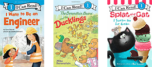 3 Books Listed: I Want to Be an Engineer (I Can Read, Level 1) by Laura Driscoll. The Berenstain Bears and the Ducklings (I Can Read, Level 1) by Mike Berenstain. I Scream for Ice Cream (Splat the Cat, I Can Read, Level 1) by Rob Scotton