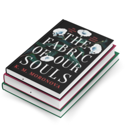 A stack of 3 What's the Buzz? Books with The Fabric of Our Souls by K. M. Moronova on top.
