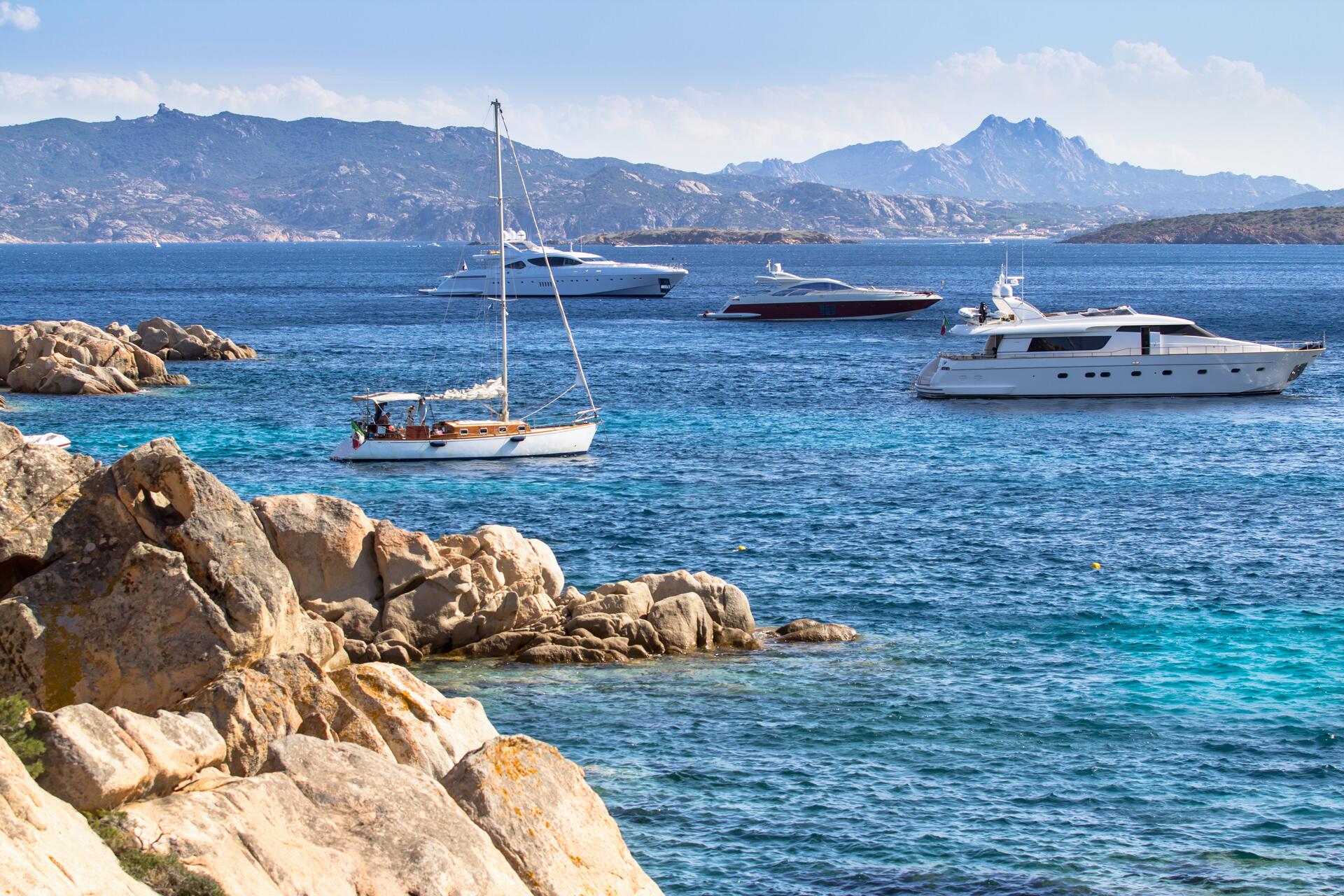 Four boats off the coast of Sardinia
