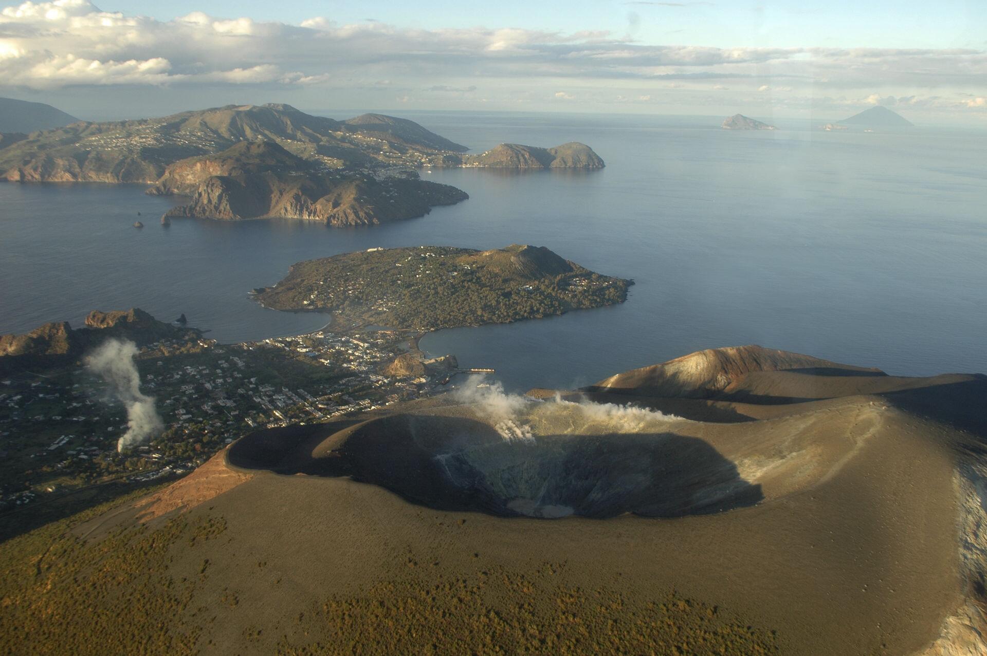 Flying above Vulcano in the Aeolian Islands.
