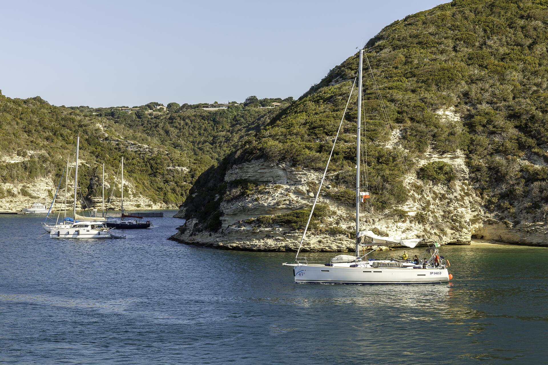 Yachts on the coast of Bonifacio, Corsica 