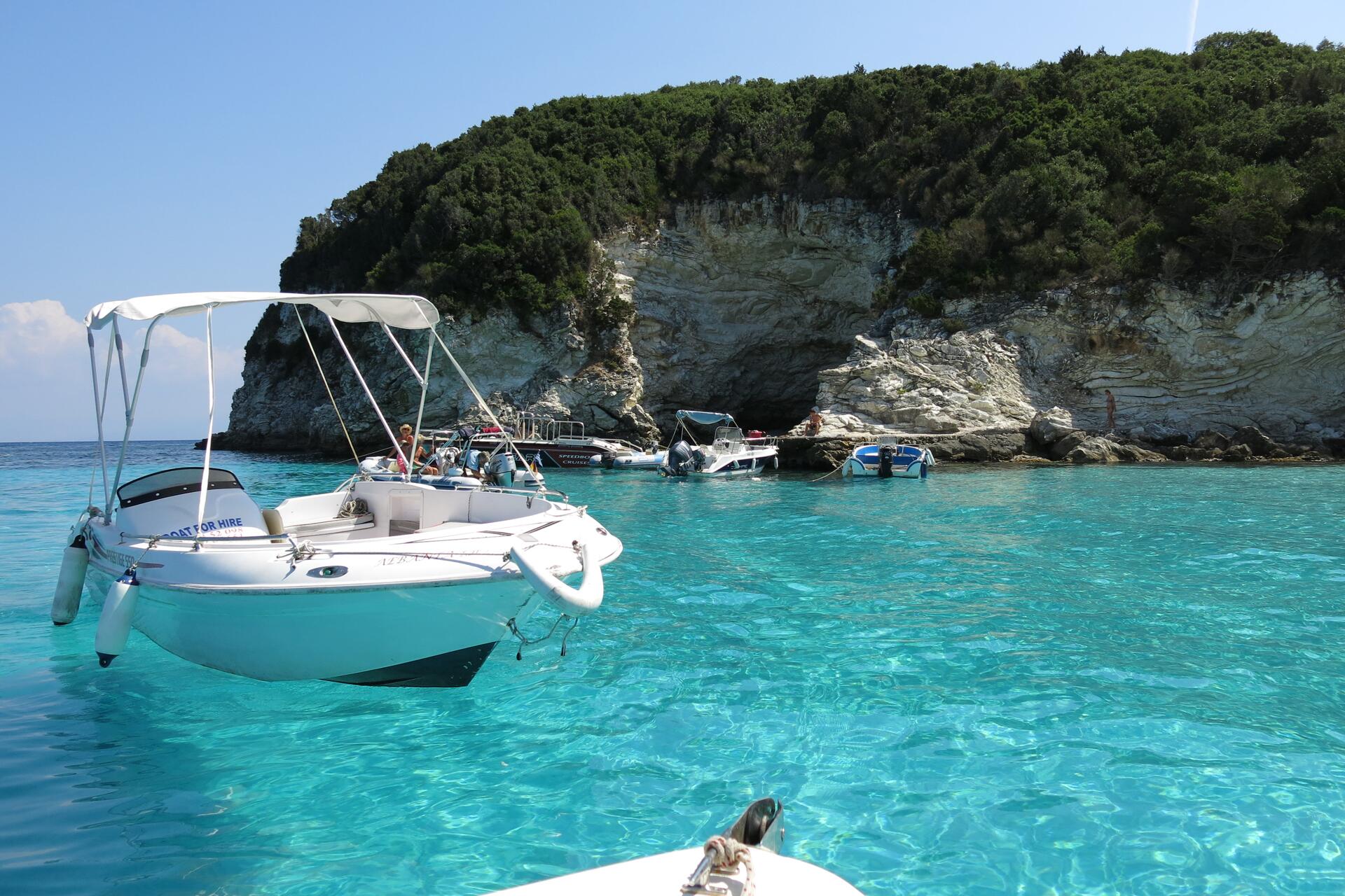private boat afloat off the coast of antipaxos