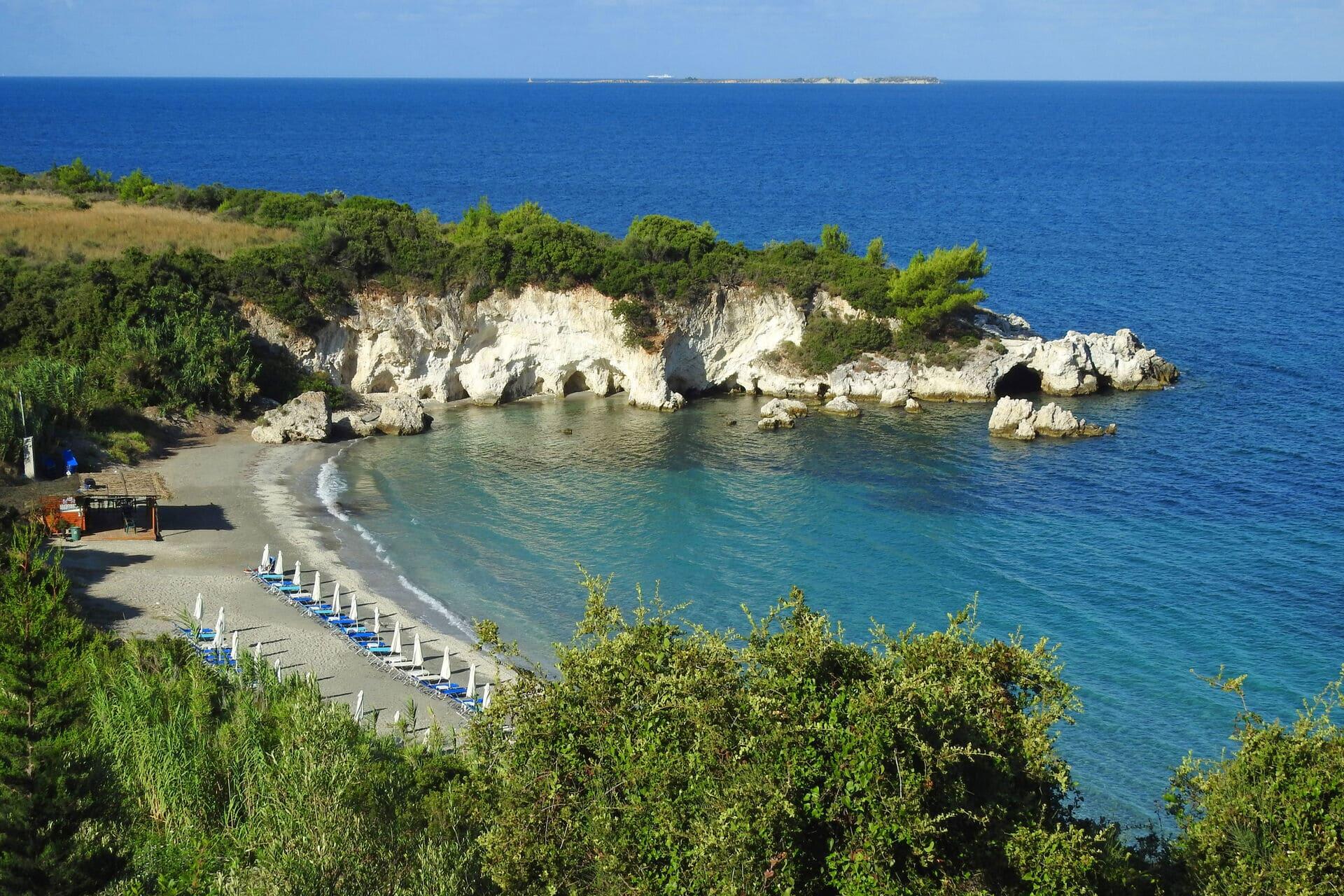 Myrtos Beach ariel view
