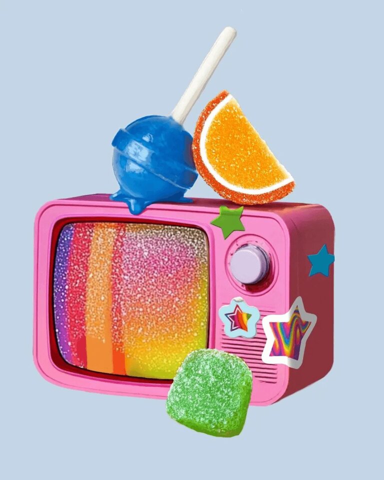 Pamela Carvalho Rainbow Treats TV Tattoo Design