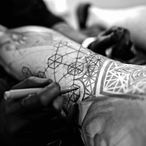 Dillon Forte Sacred Geometry Tattoo Design on leg