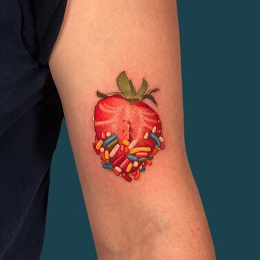 Pamela Carvalho Realism Strawberry Tattoo