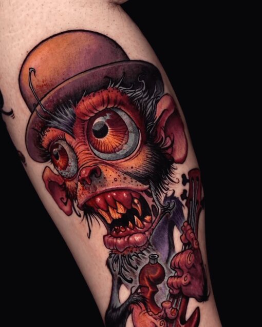 Jesse Smith Color Tattoo Angry Monkey