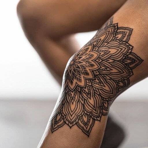 Dillon Forte Geometric Tattoo Design on woman's knee