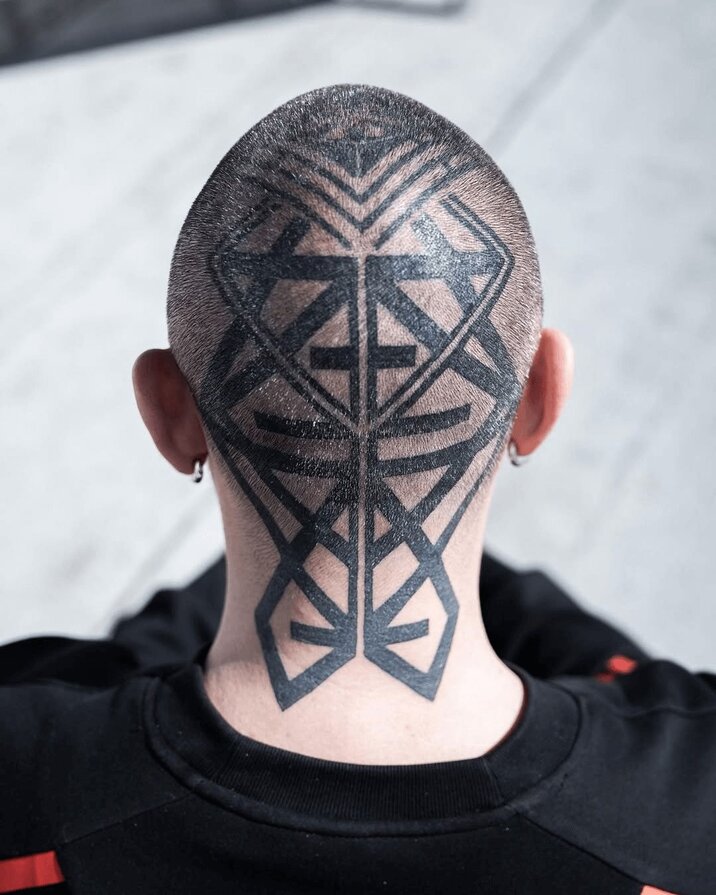 Blackwork Tattoo on Man's head