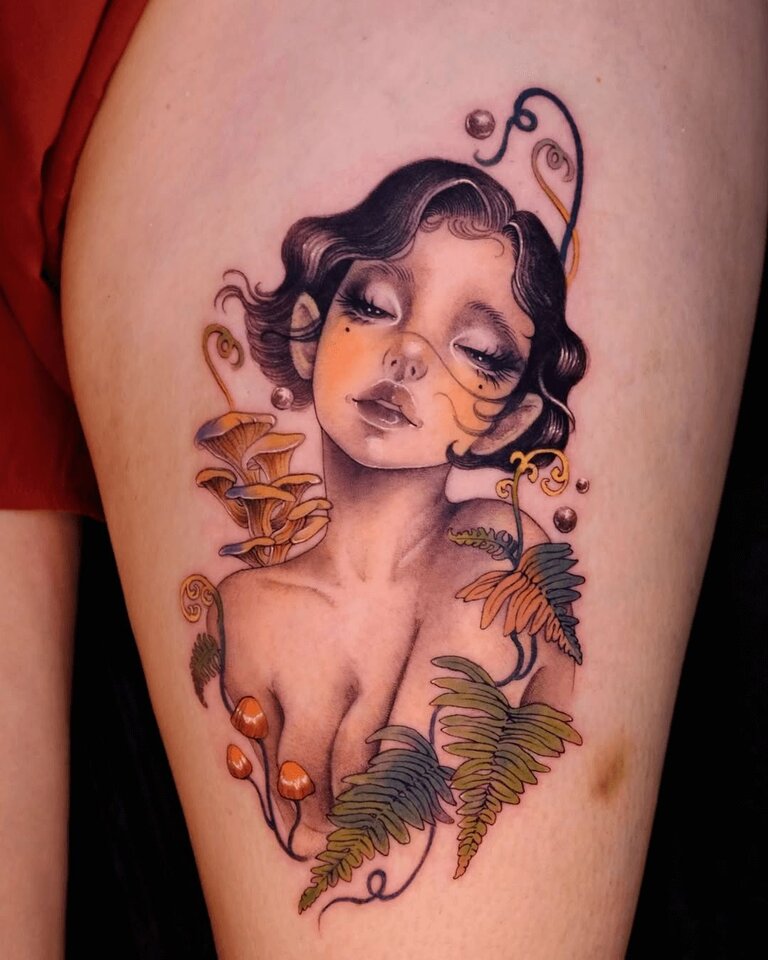 Roha Beautiful Woman's Face Tattoo Design