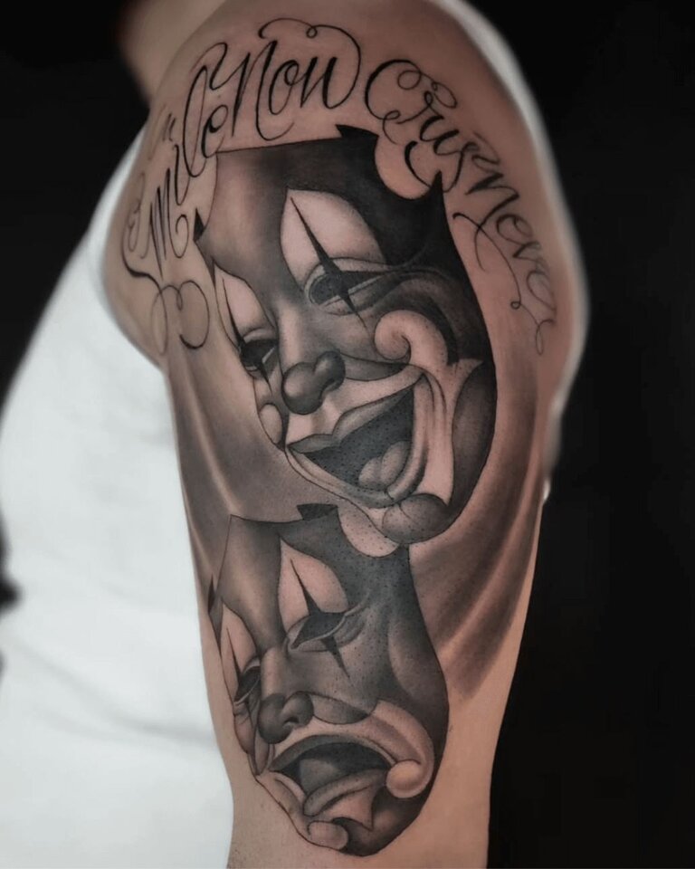 Freddy Negrete Clown Mask Tattoo Design
