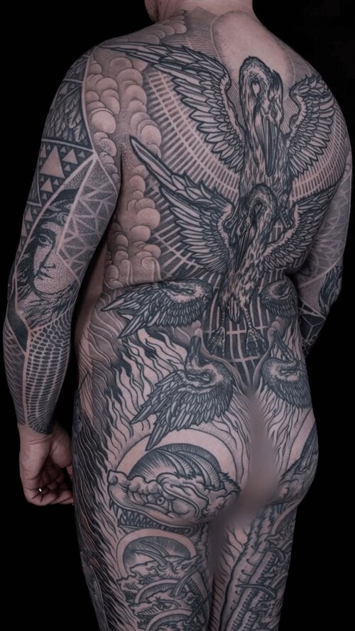 Blackwork Body Suit on Man