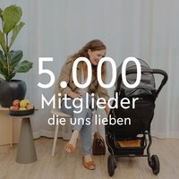 Text "5.000 Mitglieder die uns lieben" über Bild von haelsi Wartebereich