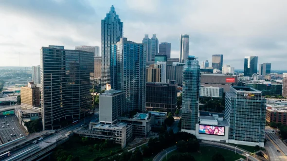 A city view of Atlanta , GA