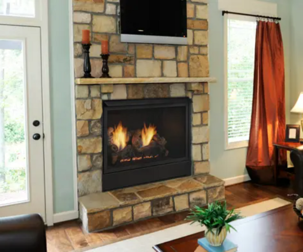 wood fireplace