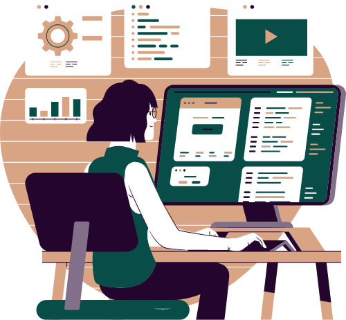 Illustration of a person at work created by Sketchify