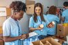 Volunteers working at a food bank