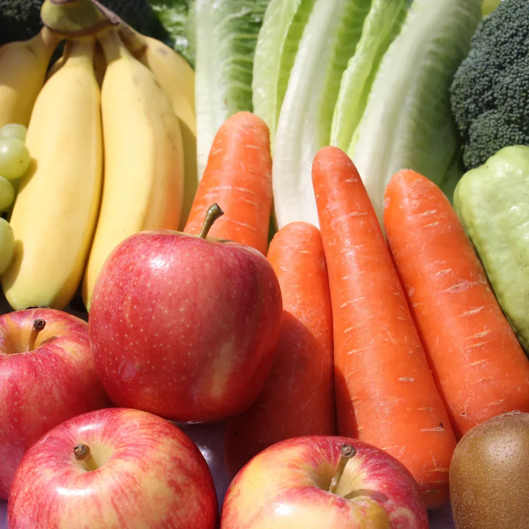 An assortment of fruits and vegetables.