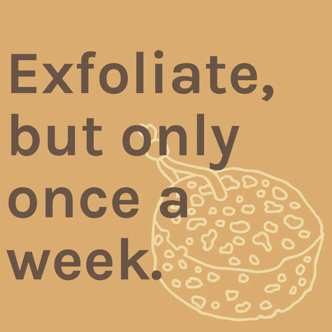 Graphic that says "Exfoliate, but only once a week."