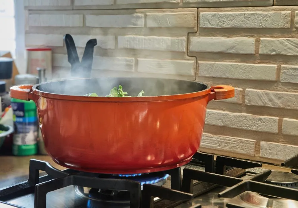 Steaming pot on the stove