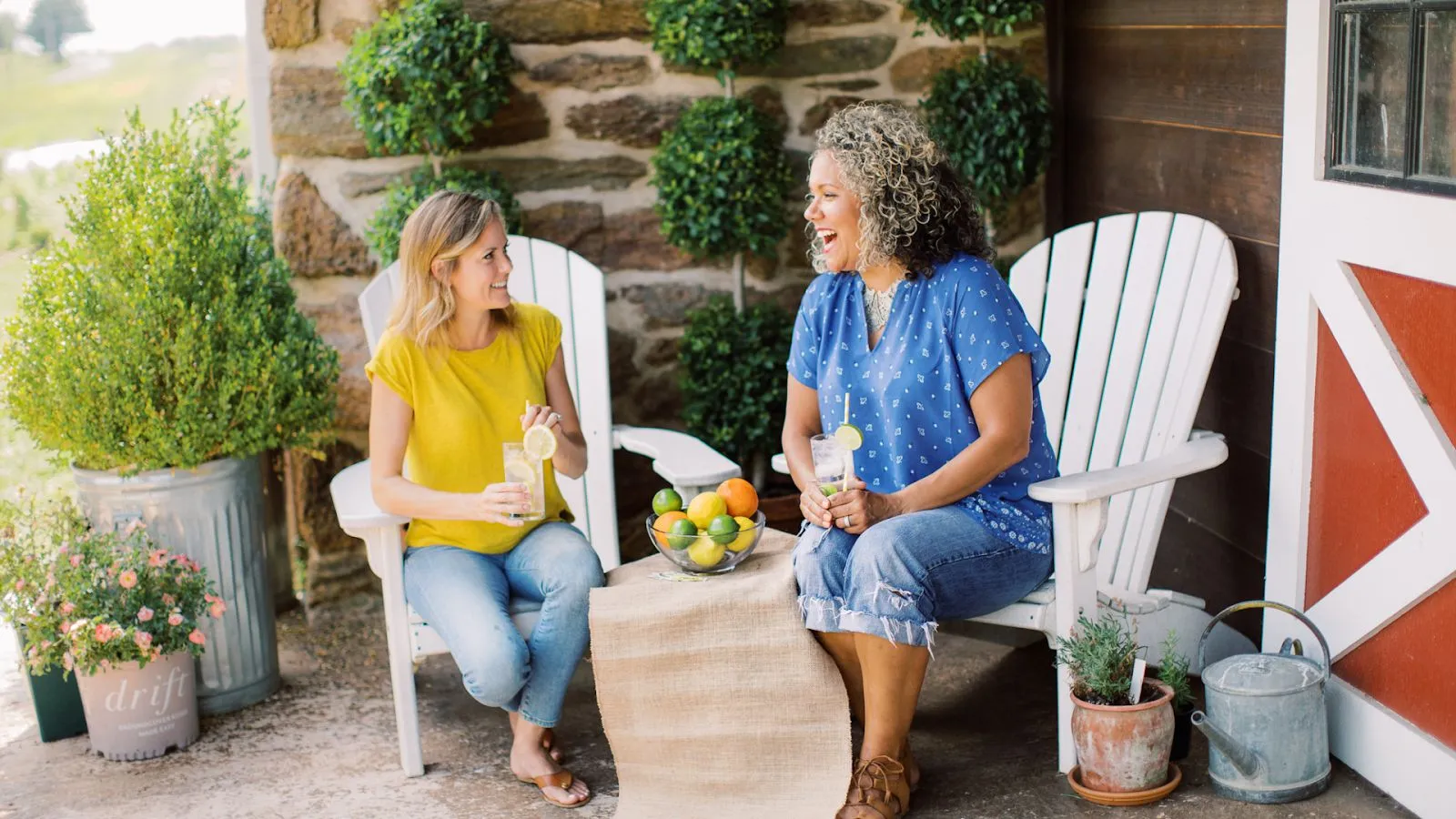 Women Drinking Unsweetened Lime Water And Lemon Water